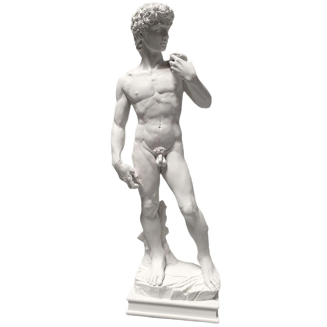 David Statue by Michelangelo Contemplating Battle with Goliath 10.5H - Museumize.com