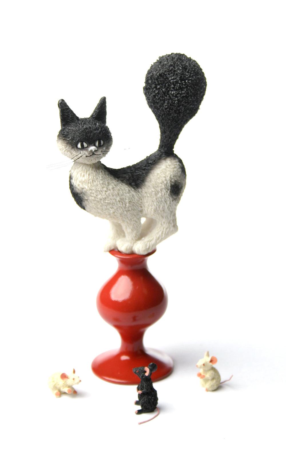 Cat on Stool Afraid of Mice Escape Plan by Dubout 6.5H - Museumize.com