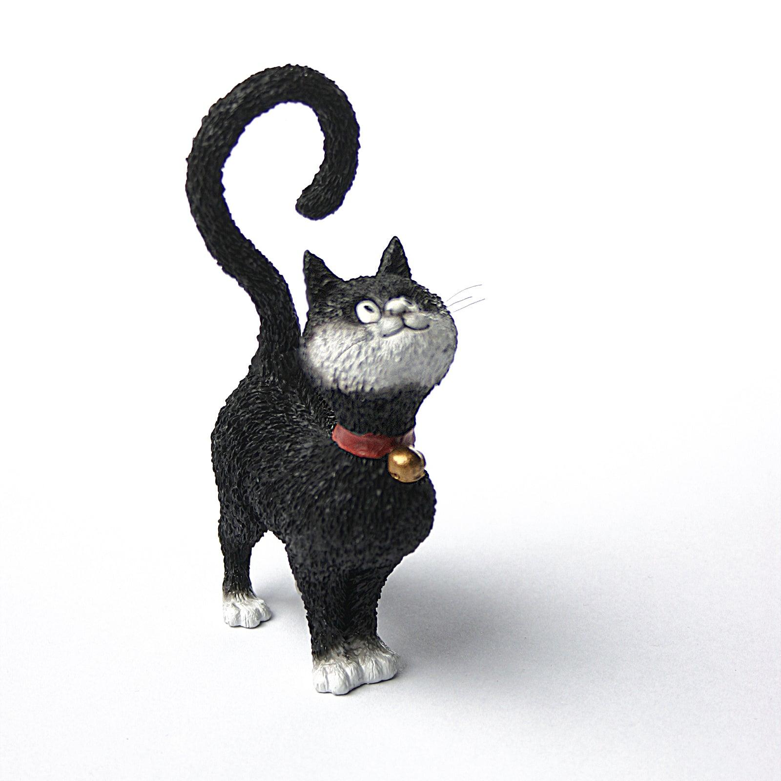 Black Cat with Question Mark Tail Asking What's For Dinner Statue Figurine by Dubout 4.5H - Museumize.com