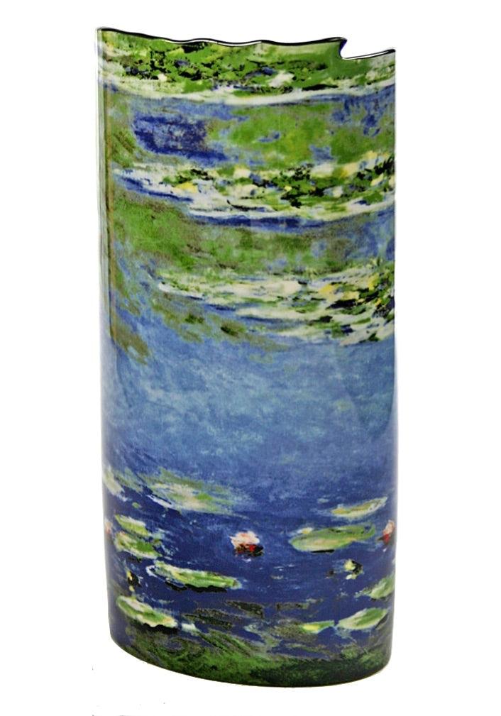 Waterlilles Blue Ceramic Museum Flower Vase by Monet 7.5H - Museumize.com