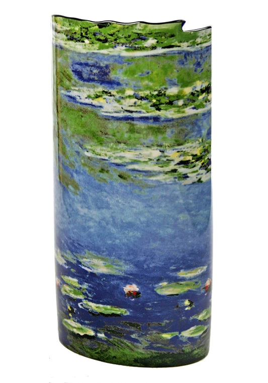 Waterlilles Blue Ceramic Museum Flower Vase by Monet 7.5H