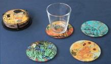 Renoir Paintings Glass Drink Bar Coffee Table Coasters Set of 4 with Storage Stand - Museumize.com