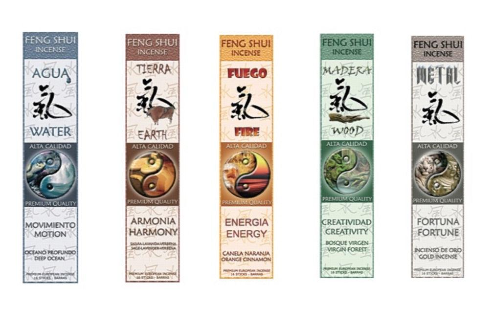 Feng Shui Incense Sticks 5 Scents (Earth Water Fire Wood Metal) by Flaires - Jumbo Pack - Museumize.com