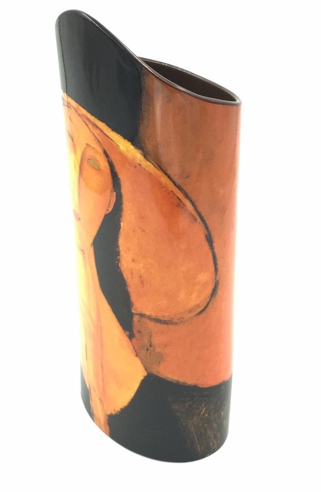 Modigliani Jeanne Hebuterne Woman in Straw Hat Oval Ceramic Vase 8.8H - Museumize.com