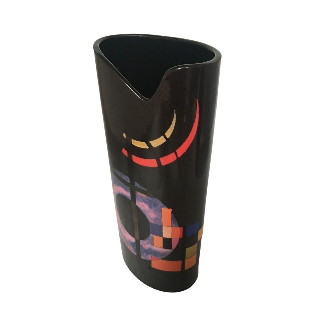 Kandinsky Counter Gravitation Abstract Geometric Black Museum Art Ceramic Flower Vase 9.5H - Museumize.com