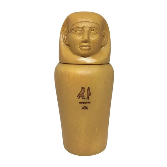 Canopic Egyptian Jar with Human Head Lid Imseti Miniature Teaching Statue 4.5H