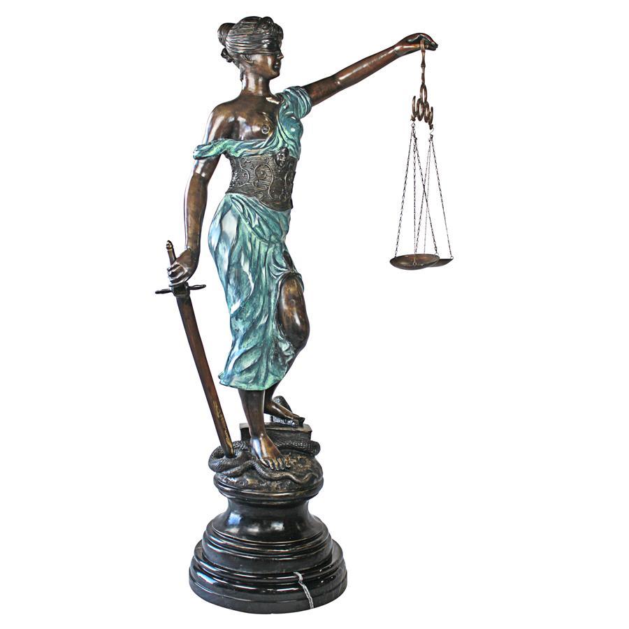 Giant Themis Blind Lady Goddess of Justice Lawyer Bronze Statue 56H - Museumize.com