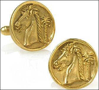 Etruscan Horse Head and Palm Tree after Tetradrachm Coin Cufflinks - Museumize.com