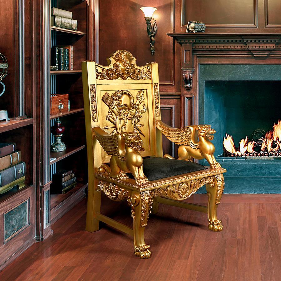 Alfred The Great Golden Throne Chair 47.5H x 31.5W - Museumize.com