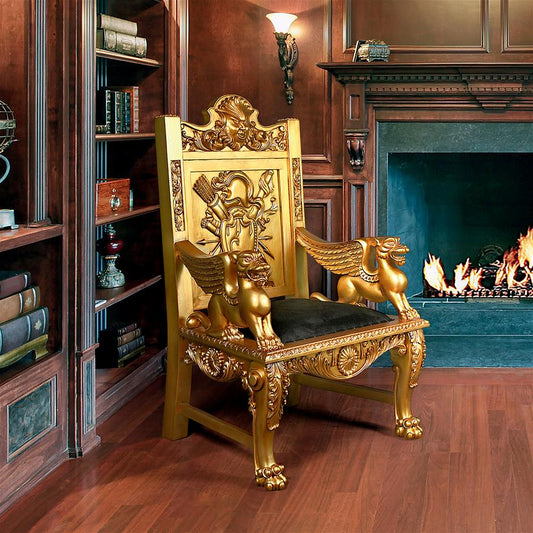 Alfred The Great Golden Throne Chair 47.5H x 31.5W