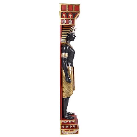 Egyptian Scribe Telemon Black Gold Red Large Wall Sculpture 78H