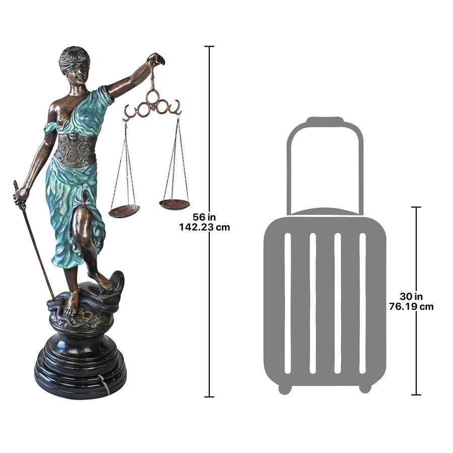 Giant Themis Blind Lady Goddess of Justice Lawyer Bronze Statue 56H - Museumize.com