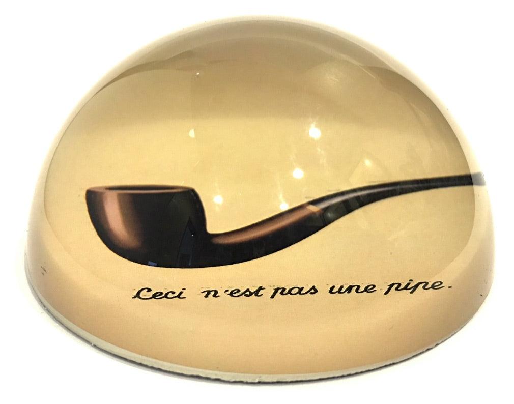 This is Not a Pipe Ceci n'est pas une pipe Surrealism Glass Dome Desk Paperweight by Magritte 3W - Museumize.com