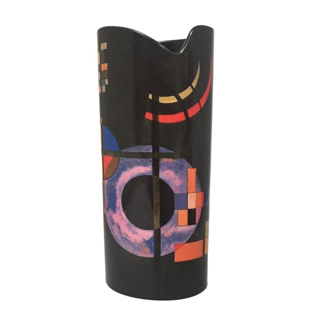 Kandinsky Counter Gravitation Abstract Geometric Black Museum Art Ceramic Flower Vase 9.5H - Museumize.com