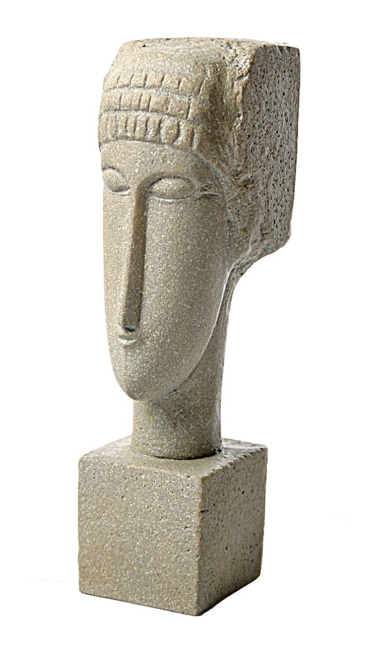 Modigliani Cubic Female Head Block Elongated Statue 7.5H, Parastone Collection