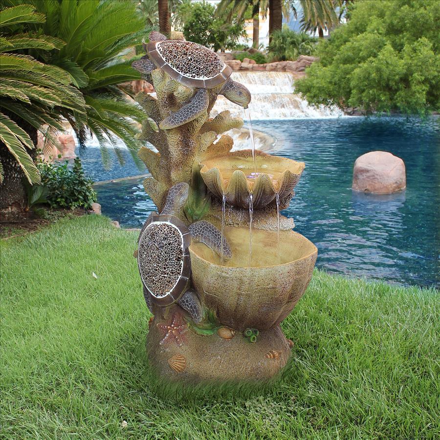 Sea Turtles Cove Cascading Sculpture Garden Fountain 34H - Museumize.com