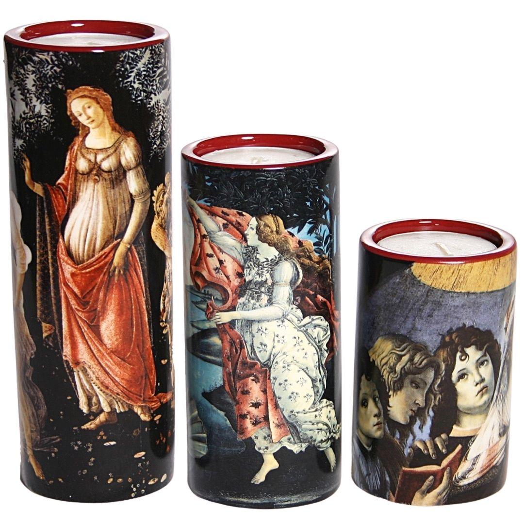 Botticelli Women Venus Three Graces Mary Tealight Ceramic Candleholder Set of Three 5.9H - Museumize.com