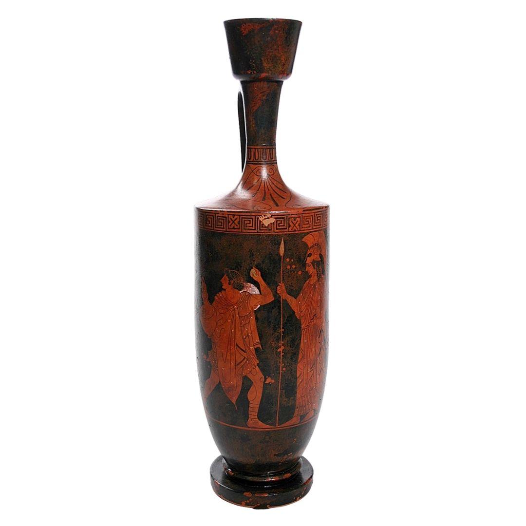 Athena Warrior Goddess Lekythos Greek Vase Red Figure Imported from Greece 23H - Museumize.com