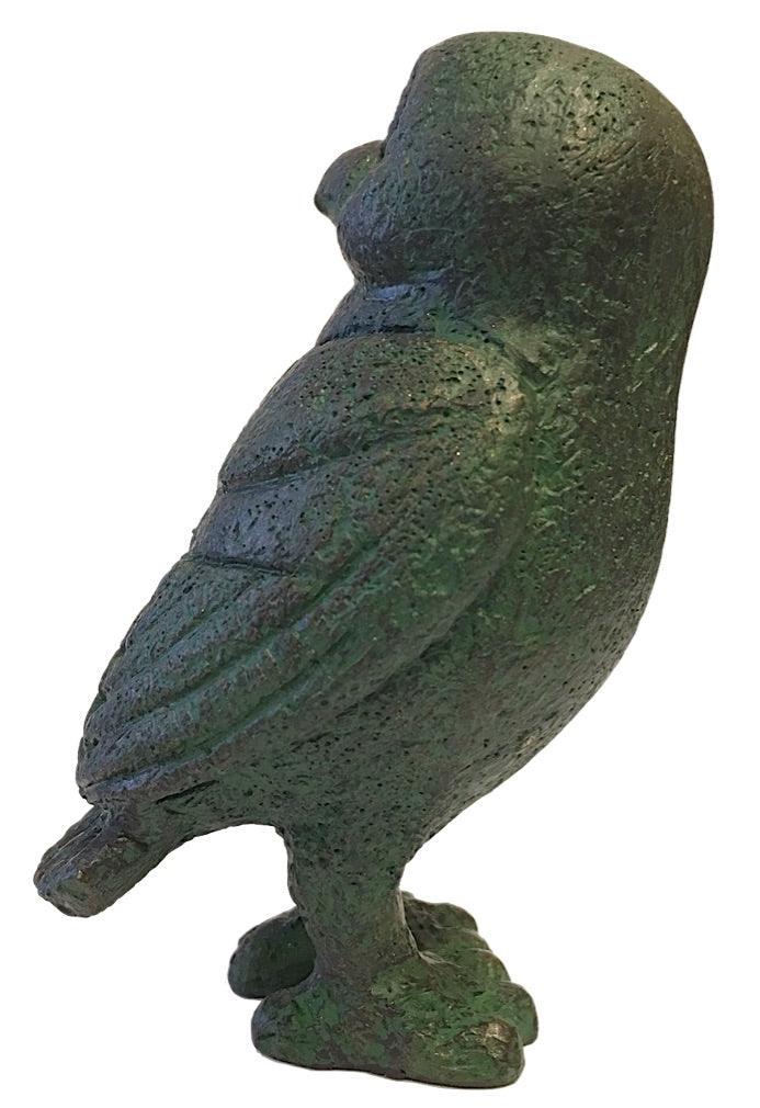 Ancient Greek Owl Head Turned Miniature Statue Figurine 3.5H - Museumize.com