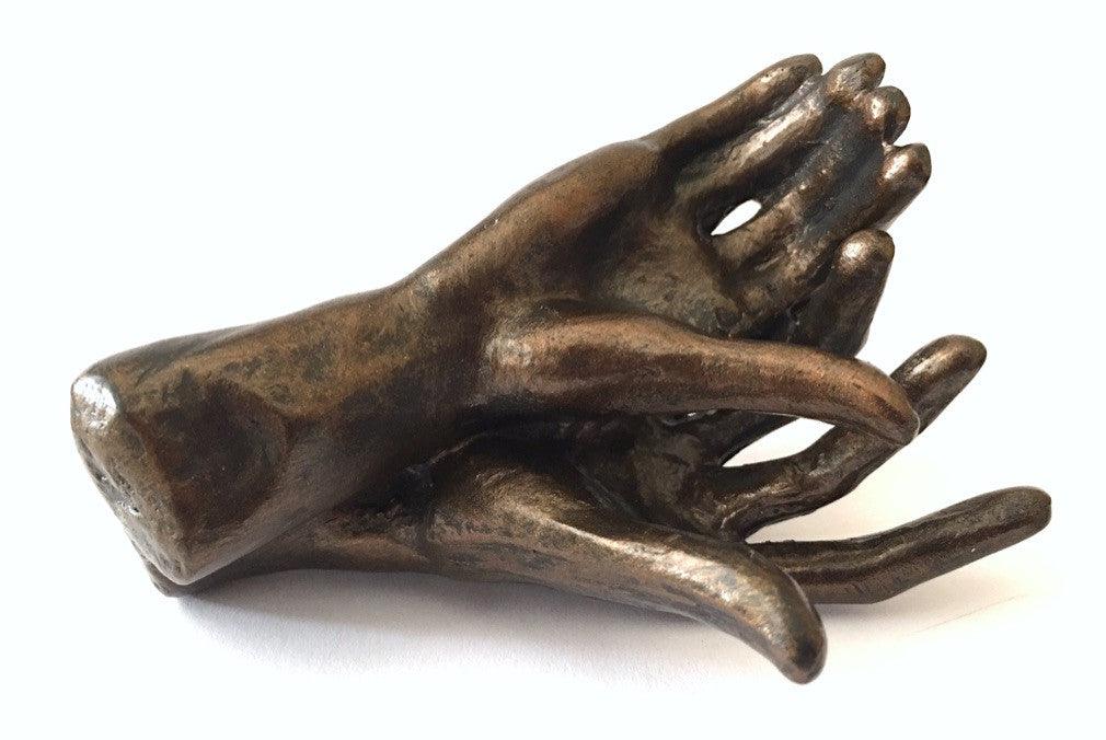 Two Holding Hands Small Figurine Expressive Statue by Rodin 3.75L - Museumize.com