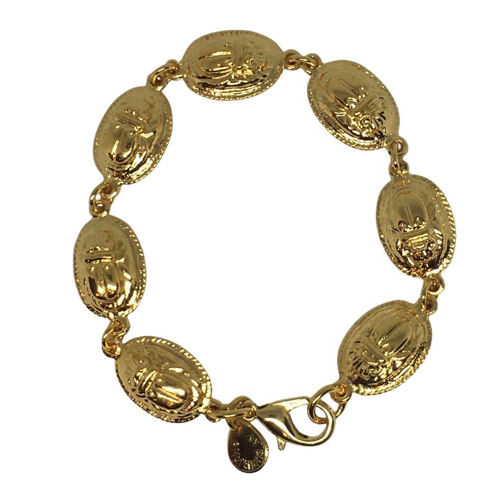 Egyptian Gold Scarab Link Bracelet Unisex 7.5L - Museumize.com