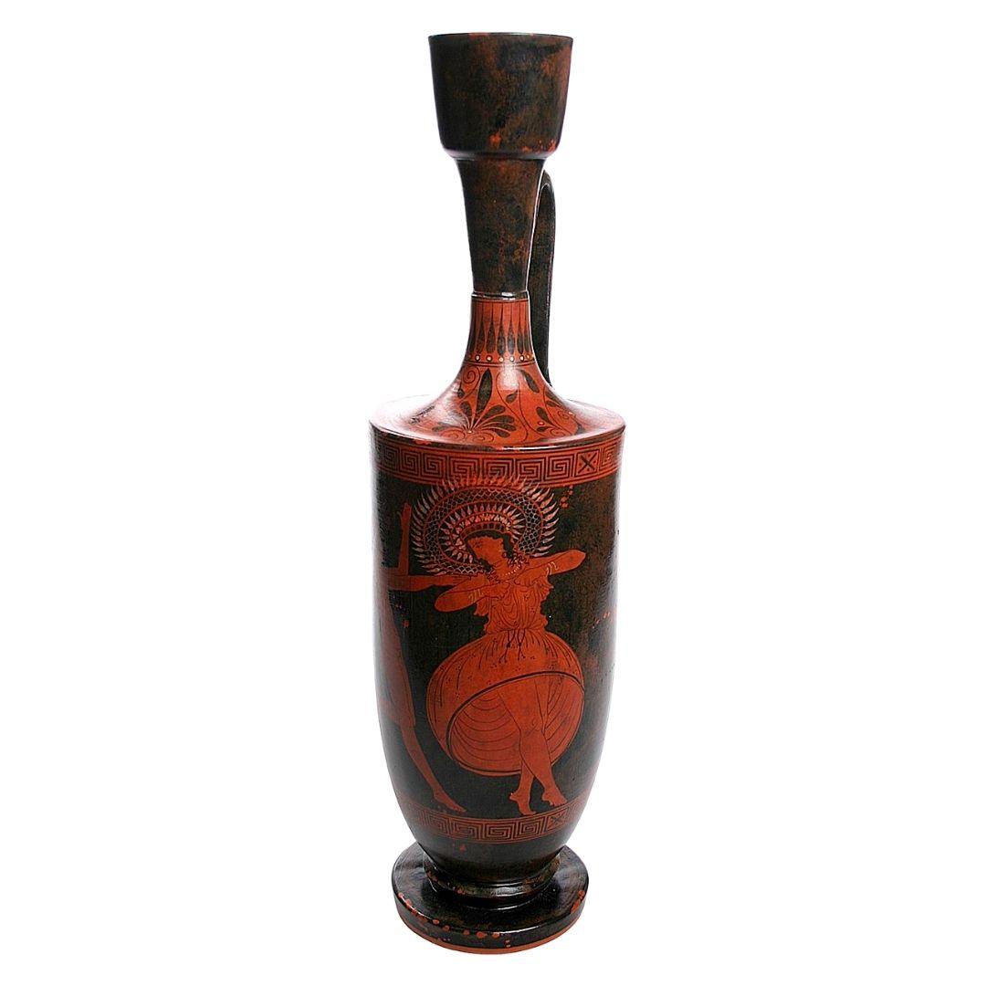 Man Woman Dancing Lekythos Greek Vase Red Figure Imported from Greece 23H - Museumize.com