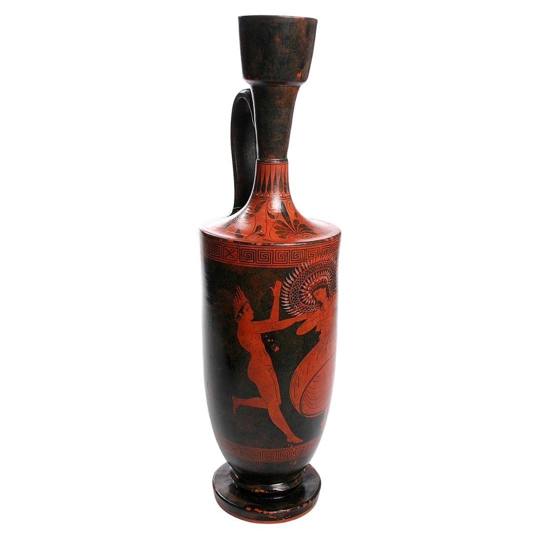 Man Woman Dancing Lekythos Greek Vase Red Figure Imported from Greece 23H - Museumize.com