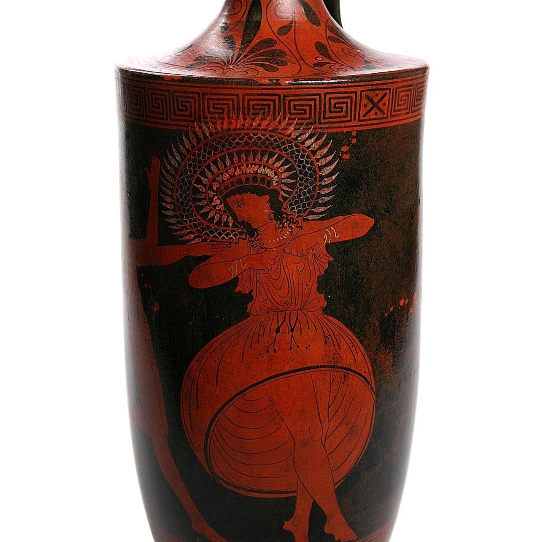 Man Woman Dancing Lekythos Greek Vase Red Figure Imported from Greece 23H - Museumize.com