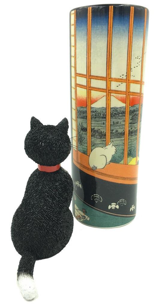 Cat Sees Mount Fuji Japanese Bud Flower Vase by Hiroshige - Museumize.com