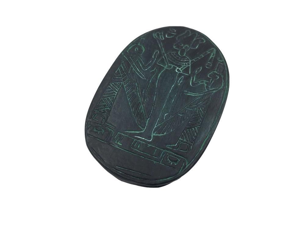 Scarab Egyptian Amulet with Osiris and Wedjat Figurine 3.2L - Museumize.com