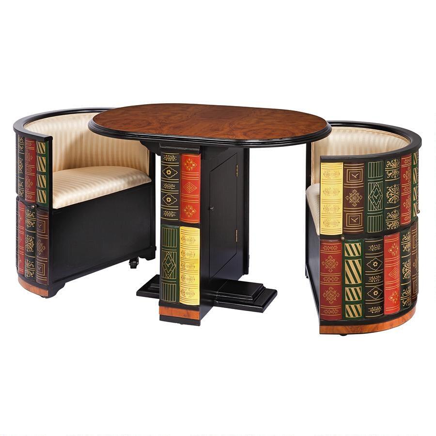 Library Books as Two Chairs with Table Nestled Spacesaver Ensemble 30H - Museumize.com