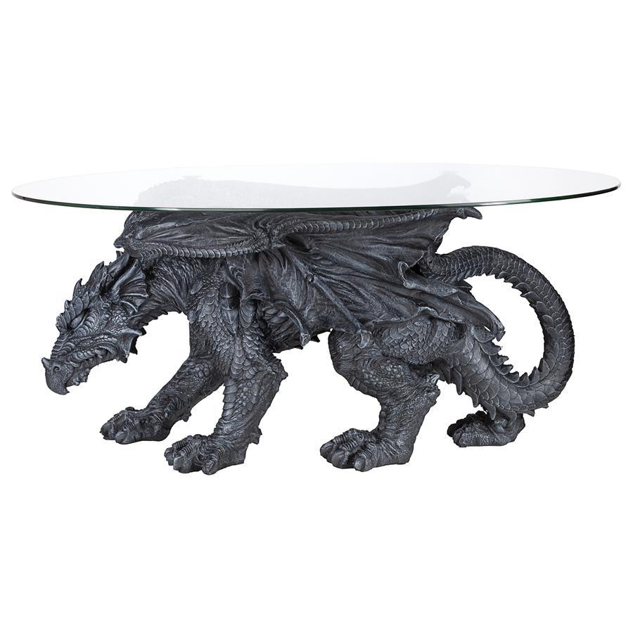 Coffee Table - Warwickshire Fierce Winged Dragon Medieval Beast 18H x 39W - Museumize.com