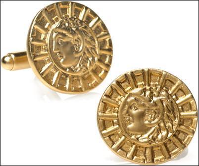 Alexander the Great Greek Leader Coin Replica Museum Cuff Links Gold Plate - Museumize.com