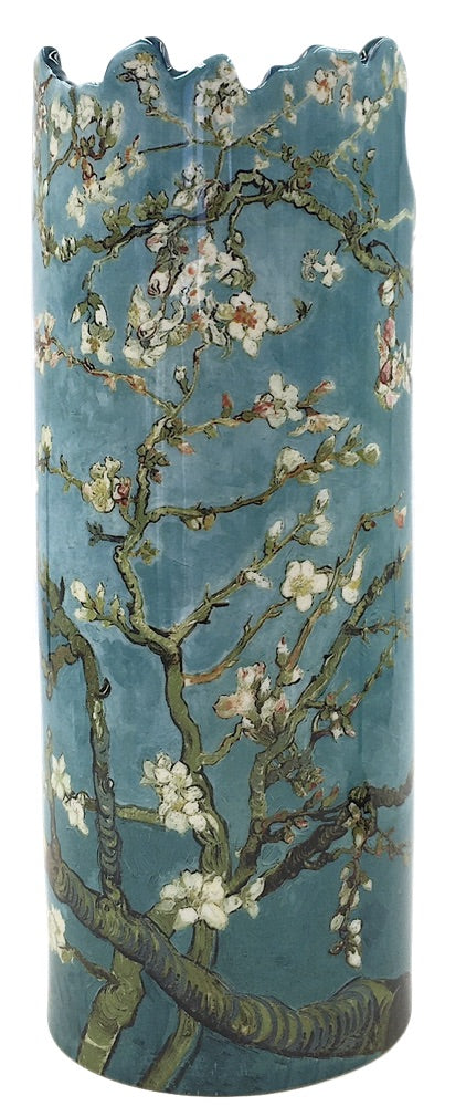 Van Gogh Almond Tree in Blossom Blue Grey Round Museum Art Ceramic Flower Vase 9H - Museumize.com