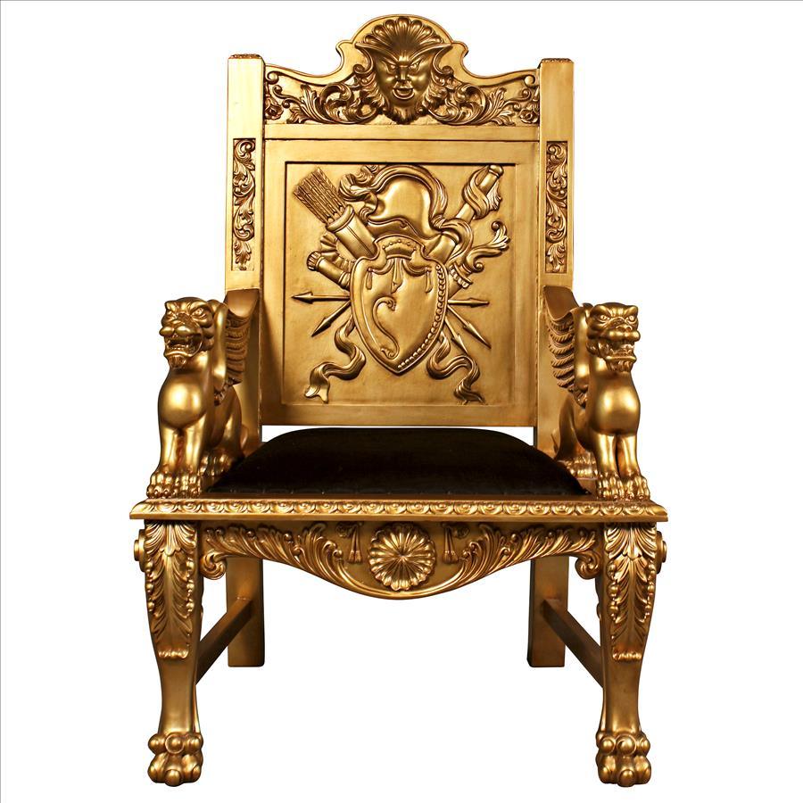 Alfred The Great Golden Throne Chair 47.5H x 31.5W - Museumize.com