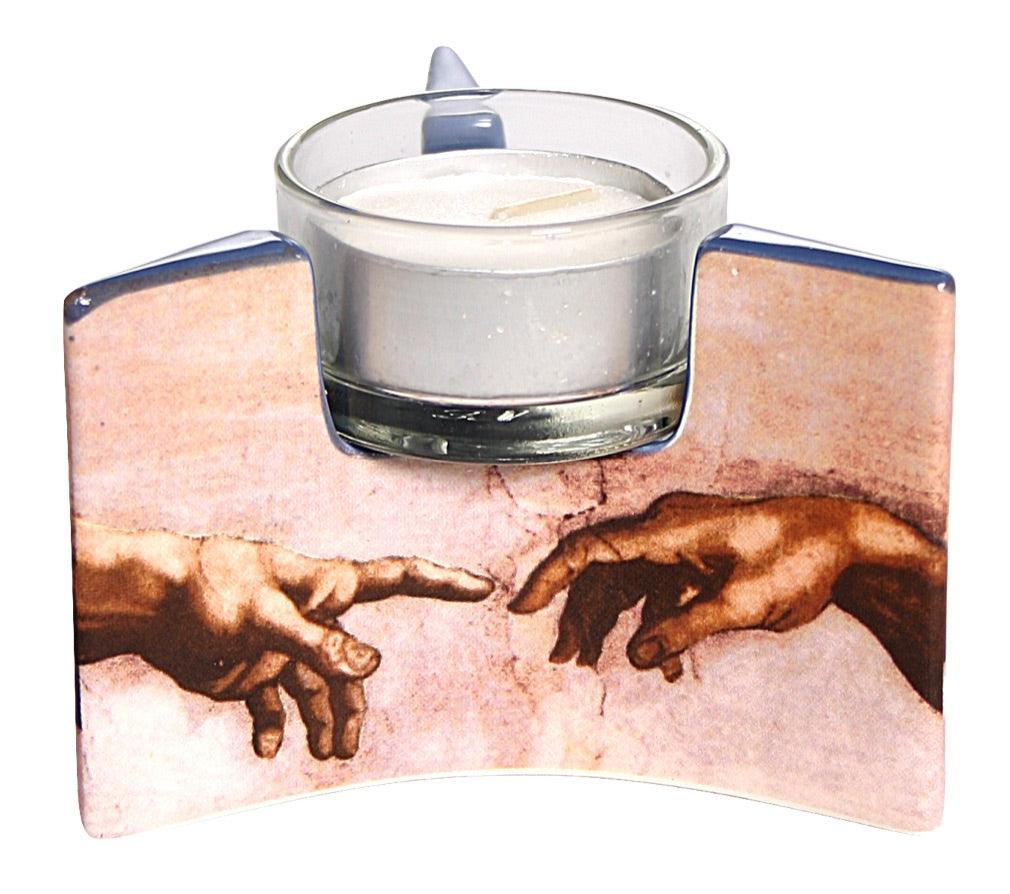 Michelangelo Creation Hands Ceramic Tealight Candleholder 3.5W - Museumize.com