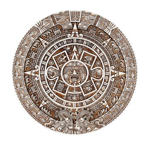 Aztec Solar Calendar Precolumbian Wall Art Hanging Relief Plaque 10.75H - Museumize.com