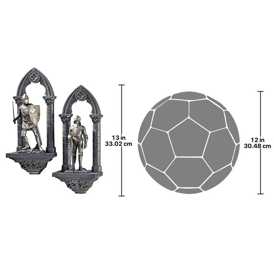 Knights Of The Realm In Gothic Arches Set Of 2 Wall Sculptures 13H x 5.5W - Museumize.com