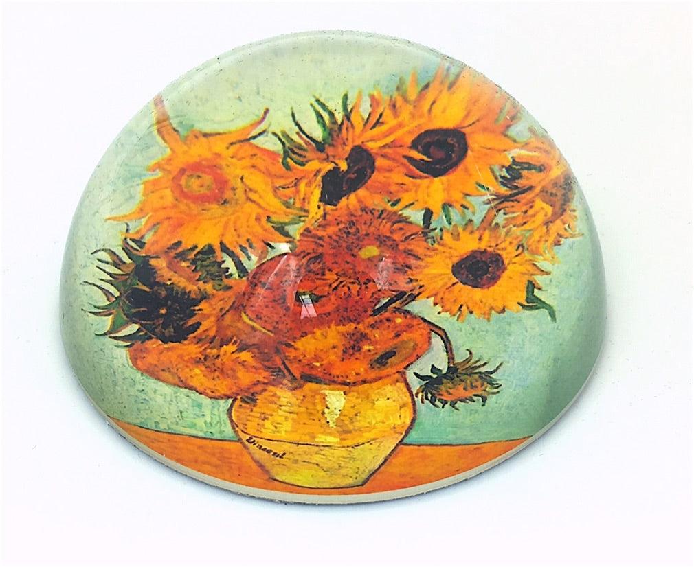 Sunflowers Glass Dome Desktop Paperweight by Van Gogh 3W - Museumize.com