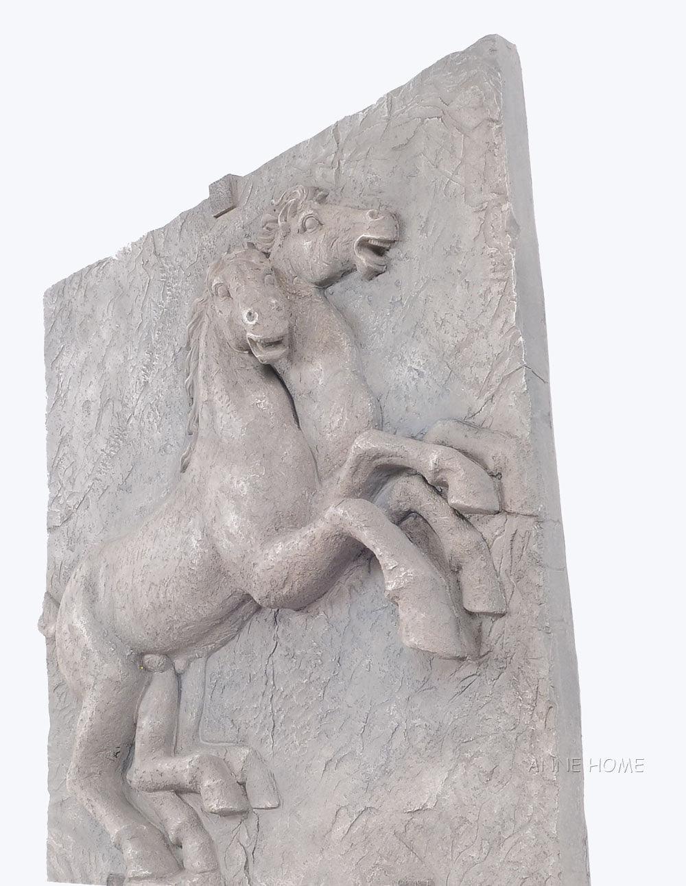 Two Horses Rearing Wall Hanging Sculpture Relief 29H - Museumize.com