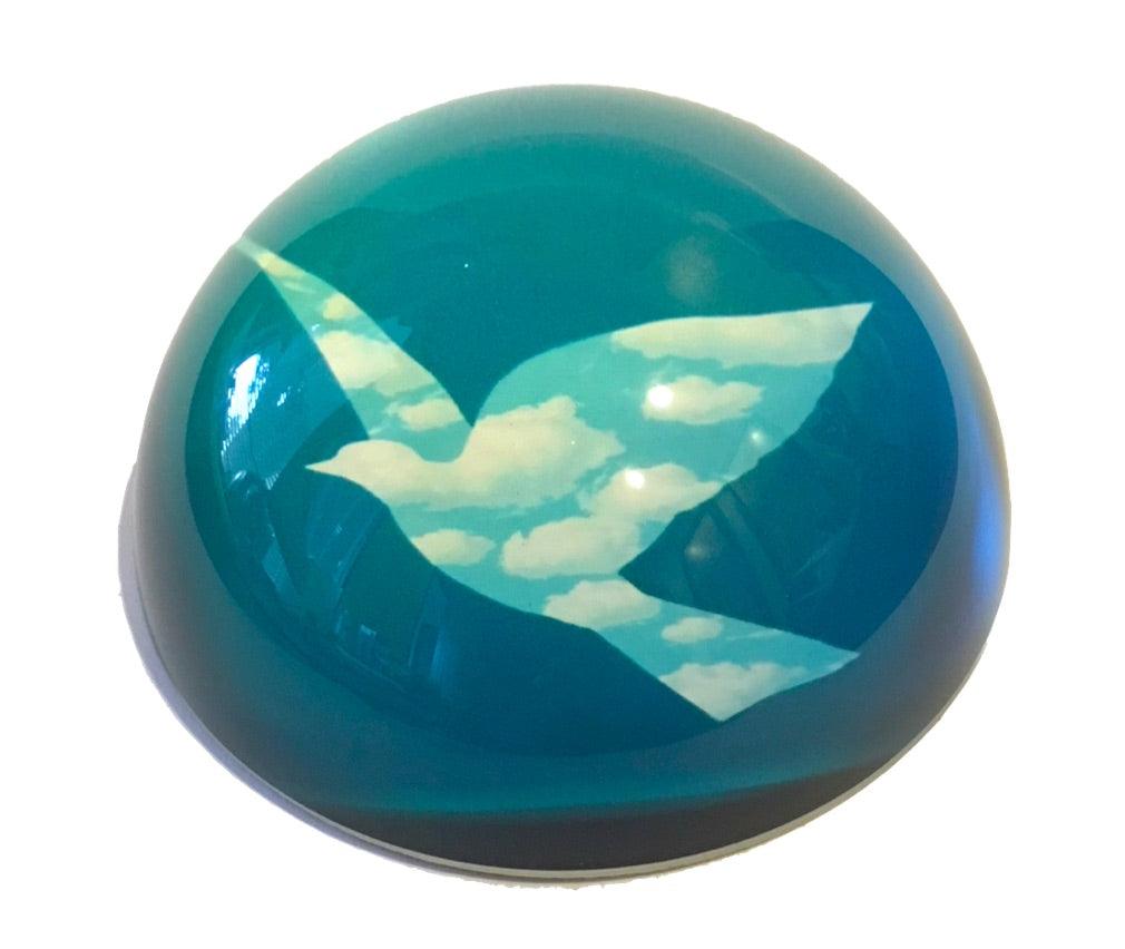 Bird in Clouds l'Oiseau de Ciel Surrealism Glass Dome Desk Paperweight by Magritte 3W - Museumize.com