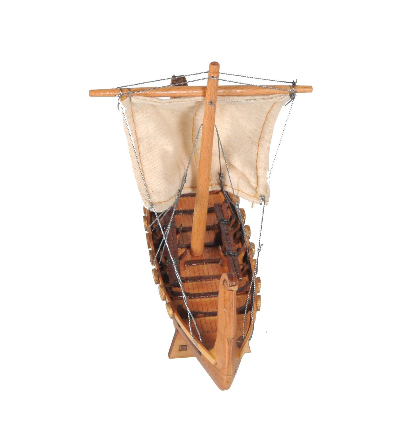 Viking Drakkar Longship Model Boat Wood Small 5.25H x 6.25L - Museumize.com