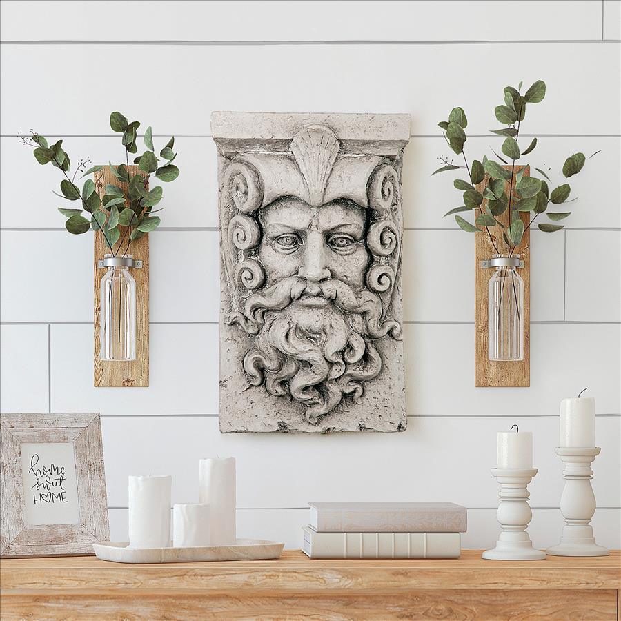 Poseidon Greek God Face Wall Sculpture 17H - Museumize.com