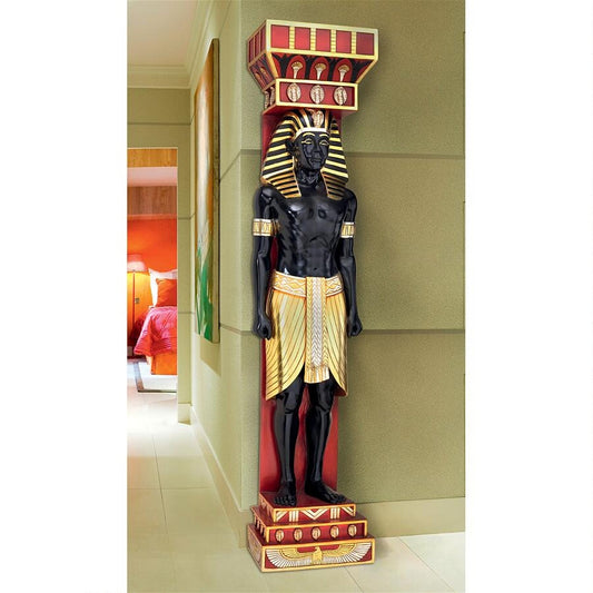 Egyptian Scribe Telemon Black Gold Red Large Wall Sculpture 78H