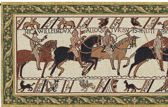 Bayeux Harold and William Battle of Hastings Woven Wall Tapestry 76W x 27H - Museumize.com