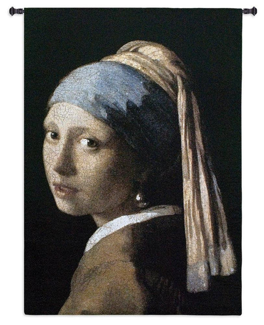 Vermeer Girl with Pearl Earring Woven Wall Hanging Cotton Tapestry 38W x 53H - Museumize.com