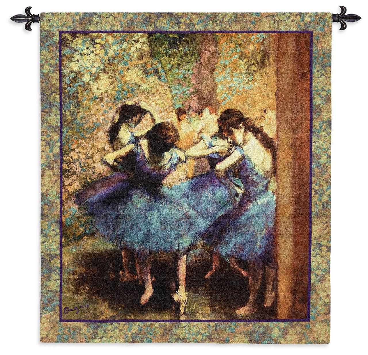 Degas Dancers in Blue Woven Wall Tapestry 45W x 53L - Museumize.com