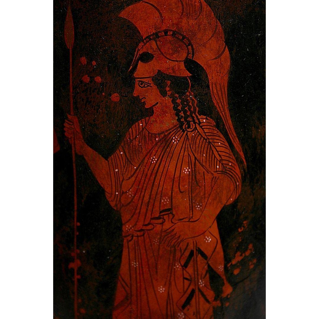 Athena Warrior Goddess Lekythos Greek Vase Red Figure Imported from Greece 23H - Museumize.com