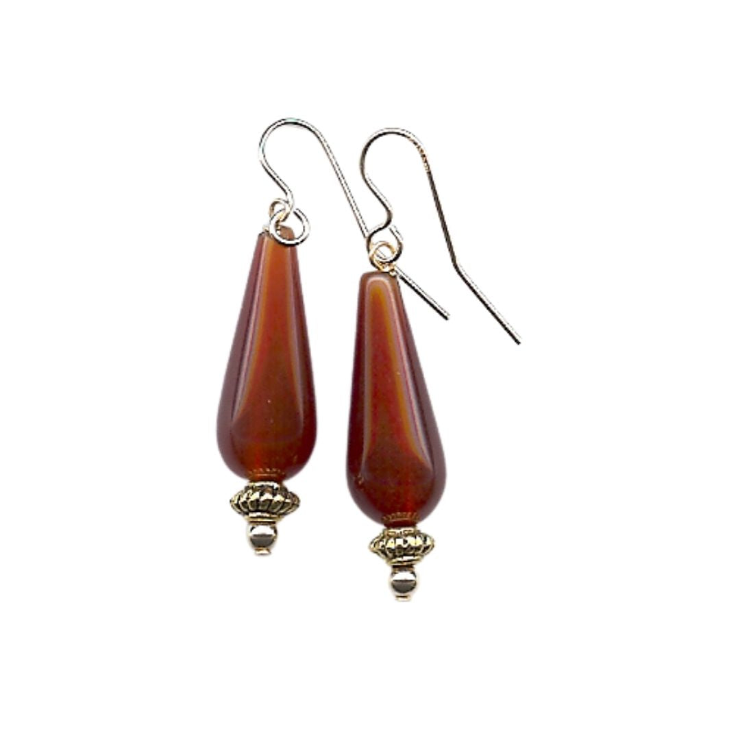 Egyptian Carnelian Stone Teardrop Earrings 1.1L