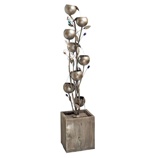 Abstract Flowers Metal Tower Cascading Eight Levels Fountain 69H